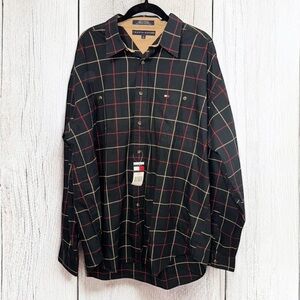 NWT Vintage 90’s Tommy Hilfiger Men’s Classic Green Plaid Flannel Shirt ~ XL